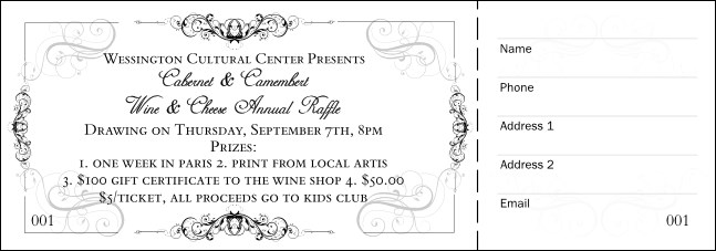 Black Tie Gala Raffle Ticket 0007 Product Front