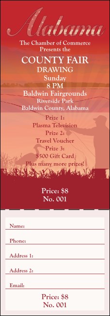 Alabama Raffle Ticket Product Front