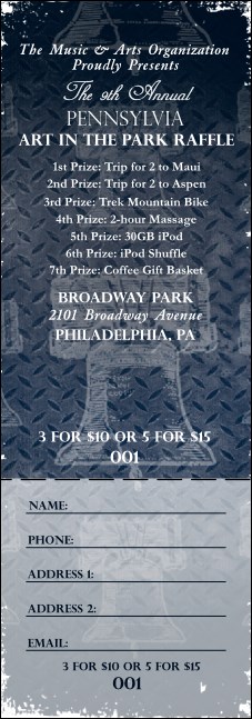 Pennsylvania Raffle Ticket Product Front