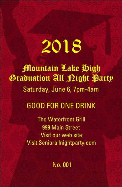 Cap and Gown Drink Ticket Product Front