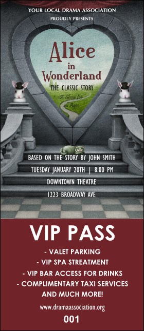 Alice in Wonderland VIP Pass Product Front